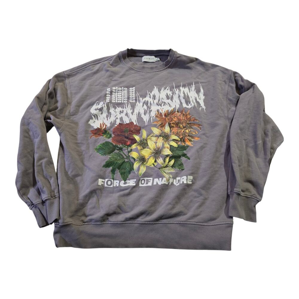 Topman Subversion Sweatshirt Mens Size M Lilac Long Sleeve Crew Neck